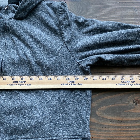 J. Jill Fit Jacket M Gray Long Hooded Full Zip Athleisure Gym Athletic Preppy - Picture 10 of 12